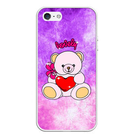 Чехол для iPhone 5/5S матовый с принтом Lovely bear в Новосибирске, Силикон | Область печати: задняя сторона чехла, без боковых панелей | bear | love is | teddy | богиня | валентина | влюбленный | девушке | дочь | жена | игрушка | лучшая | любимая | люблю | мама | марта | медведь | медведь с сердцем | медвежата | мишка тедди | плюшевые | подарок