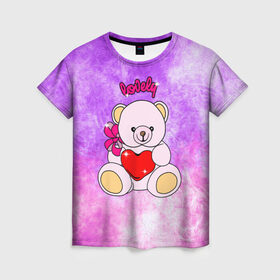 Женская футболка 3D с принтом Lovely bear в Новосибирске, 100% полиэфир ( синтетическое хлопкоподобное полотно) | прямой крой, круглый вырез горловины, длина до линии бедер | bear | love is | teddy | богиня | валентина | влюбленный | девушке | дочь | жена | игрушка | лучшая | любимая | люблю | мама | марта | медведь | медведь с сердцем | медвежата | мишка тедди | плюшевые | подарок