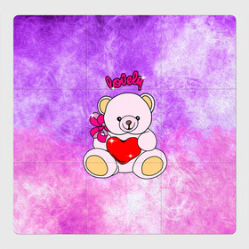 Магнитный плакат 3Х3 с принтом Lovely bear в Новосибирске, Полимерный материал с магнитным слоем | 9 деталей размером 9*9 см | bear | love is | teddy | богиня | валентина | влюбленный | девушке | дочь | жена | игрушка | лучшая | любимая | люблю | мама | марта | медведь | медведь с сердцем | медвежата | мишка тедди | плюшевые | подарок