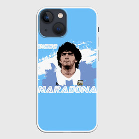 Чехол для iPhone 13 mini с принтом Диего Марадона в Новосибирске,  |  | diego | diego armando maradona | maradona | аргентина | диего | король | легенда | марадона | нападающий | полузащитник | футбол | футболист