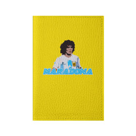 Обложка для паспорта матовая кожа с принтом Диего Марадона в Новосибирске, натуральная матовая кожа | размер 19,3 х 13,7 см; прозрачные пластиковые крепления | diego | diego armando maradona | maradona | аргентина | диего | король | легенда | марадона | нападающий | полузащитник | футбол | футболист