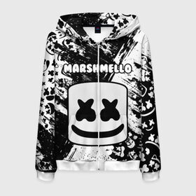 Мужская толстовка 3D на молнии с принтом MARSHMELLO в Новосибирске, 100% полиэстер | длина до линии бедра, манжеты и пояс оформлены мягкой тканевой резинкой, двухслойный капюшон со шнурком для регулировки, спереди молния, по бокам два кармана | fortnite | game. | marshmello | music | маршмелло | маршмело | музыка | фортнайт