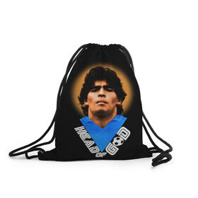 Рюкзак-мешок 3D с принтом Diego Maradona в Новосибирске, 100% полиэстер | плотность ткани — 200 г/м2, размер — 35 х 45 см; лямки — толстые шнурки, застежка на шнуровке, без карманов и подкладки | diego | diego armando maradona | legend | maradona | аргентина | диего | король | легенда | марадона | нападающий | полузащитник | футбол | футболист