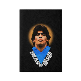 Обложка для паспорта матовая кожа с принтом Diego Maradona в Новосибирске, натуральная матовая кожа | размер 19,3 х 13,7 см; прозрачные пластиковые крепления | diego | diego armando maradona | legend | maradona | аргентина | диего | король | легенда | марадона | нападающий | полузащитник | футбол | футболист