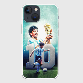 Чехол для iPhone 13 mini с принтом 10 number в Новосибирске,  |  | 10 номер | diego | football | maradona | maradonna | арегнтина | бога | диего | марадона | марадонна | ретро | рука | сборная аргентины | футбол | футболист