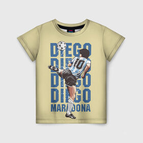 Детская футболка 3D с принтом Diego Diego в Новосибирске, 100% гипоаллергенный полиэфир | прямой крой, круглый вырез горловины, длина до линии бедер, чуть спущенное плечо, ткань немного тянется | 10 номер | diego | football | maradona | maradonna | арегнтина | бога | диего | марадона | марадонна | ретро | рука | сборная аргентины | футбол | футболист