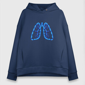 Женское худи Oversize хлопок с принтом Легкие в Новосибирске, френч-терри — 70% хлопок, 30% полиэстер. Мягкий теплый начес внутри —100% хлопок | боковые карманы, эластичные манжеты и нижняя кромка, капюшон на магнитной кнопке | air | blue | breathe | lungs | organ | oxygen | wings | воздух | дышать | кислород | крылья | легкие | орган
