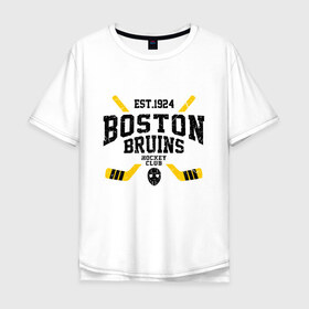 Мужская футболка хлопок Oversize с принтом Бостон Брюинз в Новосибирске, 100% хлопок | свободный крой, круглый ворот, “спинка” длиннее передней части | Тематика изображения на принте: boston | boston bruins | bruins | hockey | nhl | usa | бостон | бостон брюинз | нхл | спорт | сша | хоккей | шайба