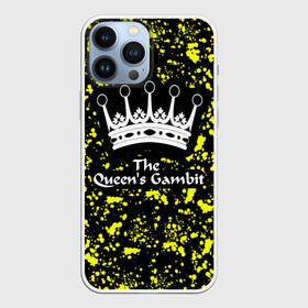 Чехол для iPhone 13 Pro Max с принтом The Queens Gambit в Новосибирске,  |  | chess | crown | inscription the queens gambit | queen | the queens gambit | королева | корона | надпись the queens gambit | принт the queens gambit | принт ход королевы | сериал the queens gambit | сериал ход королевы | ход королевы | шахмоты