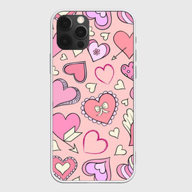 Чехол для iPhone 12 Pro Max с принтом Розовые сердечки в Новосибирске, Силикон |  | для девочек | любимой | любовь | розовое | романтика | сердечки | сердечко | сердце