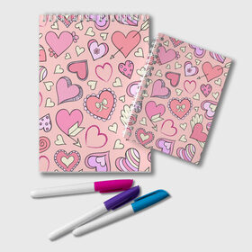 Блокнот с принтом Розовые сердечки в Новосибирске, 100% бумага | 48 листов, плотность листов — 60 г/м2, плотность картонной обложки — 250 г/м2. Листы скреплены удобной пружинной спиралью. Цвет линий — светло-серый
 | для девочек | любимой | любовь | розовое | романтика | сердечки | сердечко | сердце