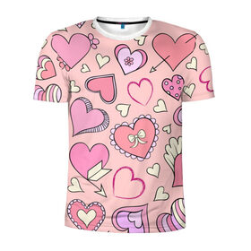 Мужская футболка 3D спортивная с принтом Розовые сердечки в Новосибирске, 100% полиэстер с улучшенными характеристиками | приталенный силуэт, круглая горловина, широкие плечи, сужается к линии бедра | для девочек | любимой | любовь | розовое | романтика | сердечки | сердечко | сердце