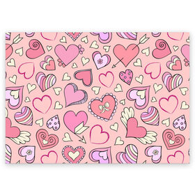 Поздравительная открытка с принтом Розовые сердечки в Новосибирске, 100% бумага | плотность бумаги 280 г/м2, матовая, на обратной стороне линовка и место для марки
 | для девочек | любимой | любовь | розовое | романтика | сердечки | сердечко | сердце