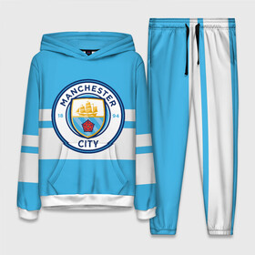 Женский костюм 3D (с толстовкой) с принтом MANCHESTER CITY в Новосибирске,  |  | british | champion | city | england | etihad | football | logo | manchester | sport | англия | британия | линии | логотип | манчестер | премьер лига | сити | спорт | футбол | чемпион