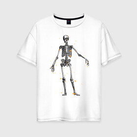 Женская футболка хлопок Oversize с принтом The skeleton and the fireflies в Новосибирске, 100% хлопок | свободный крой, круглый ворот, спущенный рукав, длина до линии бедер
 | 