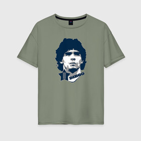 Женская футболка хлопок Oversize с принтом Diego 10 в Новосибирске, 100% хлопок | свободный крой, круглый ворот, спущенный рукав, длина до линии бедер
 | 10 | el diego | legend | maradona | аргентина | легенда | марадона | форма
