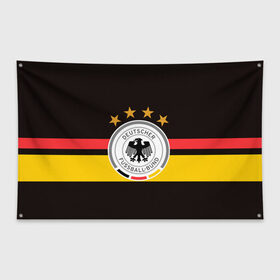 Флаг-баннер с принтом СБОРНАЯ ГЕРМАНИИ в Новосибирске, 100% полиэстер | размер 67 х 109 см, плотность ткани — 95 г/м2; по краям флага есть четыре люверса для крепления | flag | football | germany | logo | sport | team | германия | логотип | сборная | спорт | флаг | футбол
