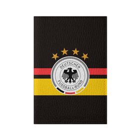 Обложка для паспорта матовая кожа с принтом СБОРНАЯ ГЕРМАНИИ в Новосибирске, натуральная матовая кожа | размер 19,3 х 13,7 см; прозрачные пластиковые крепления | Тематика изображения на принте: flag | football | germany | logo | sport | team | германия | логотип | сборная | спорт | флаг | футбол