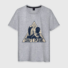 Мужская футболка хлопок с принтом Daft Punk в Новосибирске, 100% хлопок | прямой крой, круглый вырез горловины, длина до линии бедер, слегка спущенное плечо. | daft punk | лого | музыка | музыкальный дуэт.