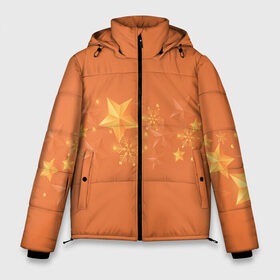 Мужская зимняя куртка 3D с принтом Золотые снежинки в Новосибирске, верх — 100% полиэстер; подкладка — 100% полиэстер; утеплитель — 100% полиэстер | длина ниже бедра, свободный силуэт Оверсайз. Есть воротник-стойка, отстегивающийся капюшон и ветрозащитная планка. 

Боковые карманы с листочкой на кнопках и внутренний карман на молнии. | 