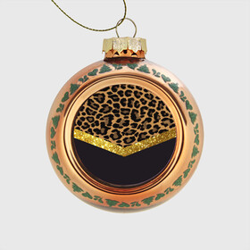 Стеклянный ёлочный шар с принтом Леопардовый принт в Новосибирске, Стекло | Диаметр: 80 мм | success | swagg | блеск | блестки | животнй принт | золотистый | золото | золотой | леопард | леопардовый принт | понты | тигровый