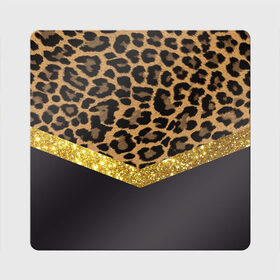 Магнит виниловый Квадрат с принтом Леопардовый принт в Новосибирске, полимерный материал с магнитным слоем | размер 9*9 см, закругленные углы | Тематика изображения на принте: success | swagg | блеск | блестки | животнй принт | золотистый | золото | золотой | леопард | леопардовый принт | понты | тигровый