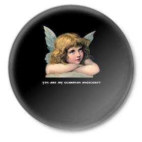 Значок с принтом Ангел девочка в Новосибирске,  металл | круглая форма, металлическая застежка в виде булавки | ангел | девочка | крылья | средневековье