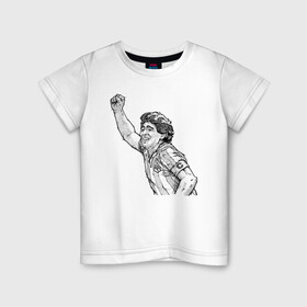 Детская футболка хлопок с принтом Марадона в Новосибирске, 100% хлопок | круглый вырез горловины, полуприлегающий силуэт, длина до линии бедер | аргентина | диего | капитан | марадона | футбол | чемпион