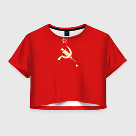 Женская футболка Crop-top 3D с принтом СССР | Вакцина в Новосибирске, 100% полиэстер | круглая горловина, длина футболки до линии талии, рукава с отворотами | 