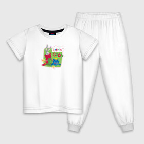 Детская пижама хлопок с принтом Looking good в Новосибирске, 100% хлопок |  брюки и футболка прямого кроя, без карманов, на брюках мягкая резинка на поясе и по низу штанин
 | Тематика изображения на принте: bugs | bunny | looney | tunes | tweety | vdzajul | багз | бани | банни | твити