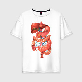 Женская футболка хлопок Oversize с принтом Органы в Новосибирске, 100% хлопок | свободный крой, круглый ворот, спущенный рукав, длина до линии бедер
 | анатомия | биология | внутренности | легкие | органы | сердце