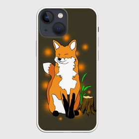 Чехол для iPhone 13 mini с принтом Лиса в лесу в Новосибирске,  |  | animals | fox | в лесу | дерево | дикий | животные | зверек | зверь | кусты | лес | лесной | лесные | лиса | лисенок | лисица | лисичка | листья | мордочка | мультяшный | пенек | природа | растения | рыжая
