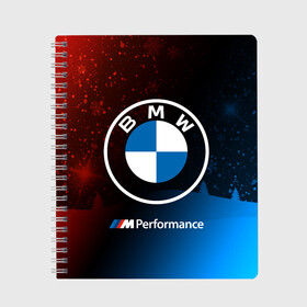 Тетрадь с принтом BMW - Снежный в Новосибирске, 100% бумага | 48 листов, плотность листов — 60 г/м2, плотность картонной обложки — 250 г/м2. Листы скреплены сбоку удобной пружинной спиралью. Уголки страниц и обложки скругленные. Цвет линий — светло-серый
 | Тематика изображения на принте: 2020 | auto | b m w | bmv | bmw | car | logo | moto | performance | power | series | sport | авто | б м в | бмв | год | игра | игры | иьц | лого | логотип | марка | машина | мото | мотоцикл | новогодний | новый | павер | перфоманс | серии |