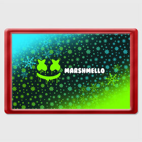 Магнит 45*70 с принтом MARSHMELLO - Зимний в Новосибирске, Пластик | Размер: 78*52 мм; Размер печати: 70*45 | face | logo | marsh | marshmallow | marshmello | marshmelo | mello | smile | год | лицо | лого | маршмеллов | маршмеллоу | маршмеллу | маршмело | маршмелов | маршмелоу | маска | музыка | новогодний | новый | рожица | символ | смайл
