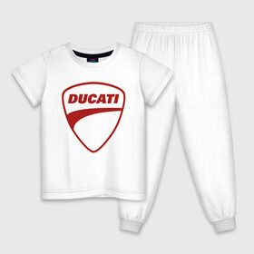 Детская пижама хлопок с принтом Ducati Logo (Z) в Новосибирске, 100% хлопок |  брюки и футболка прямого кроя, без карманов, на брюках мягкая резинка на поясе и по низу штанин
 | Тематика изображения на принте: audi | audi ag | corse | ducati | ducati corse | ducati motor holding | hypermotard | multistrada | panigale | scrambler | streetfighter | supersport | дукати | массимо борди | мото | фабио тальони