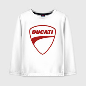 Детский лонгслив хлопок с принтом Ducati Logo (Z) в Новосибирске, 100% хлопок | круглый вырез горловины, полуприлегающий силуэт, длина до линии бедер | Тематика изображения на принте: audi | audi ag | corse | ducati | ducati corse | ducati motor holding | hypermotard | multistrada | panigale | scrambler | streetfighter | supersport | дукати | массимо борди | мото | фабио тальони