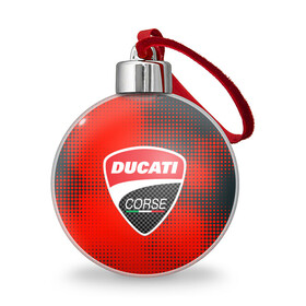 Ёлочный шар с принтом Ducati Corse | Дукати (Z) в Новосибирске, Пластик | Диаметр: 77 мм | audi | audi ag | corse | ducati | ducati corse | ducati motor holding | hypermotard | multistrada | panigale | scrambler | streetfighter | supersport | дукати | массимо борди | мото | фабио тальони