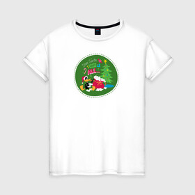 Женская футболка хлопок с принтом Dear Santa, I want it all... в Новосибирске, 100% хлопок | прямой крой, круглый вырез горловины, длина до линии бедер, слегка спущенное плечо | daffy | duck | tunes | vdzajul | дак | даффи