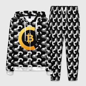 Мужской костюм 3D с принтом BTC БИТКОИН (S) в Новосибирске, 100% полиэстер | Манжеты и пояс оформлены тканевой резинкой, двухслойный капюшон со шнурком для регулировки, карманы спереди | bitcoin | btc | биткоин | валюта | деньги | криптовалюта