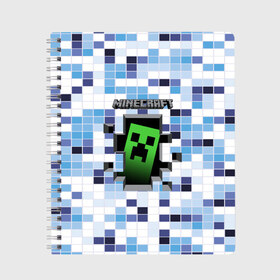 Тетрадь с принтом Minecraft (S) в Новосибирске, 100% бумага | 48 листов, плотность листов — 60 г/м2, плотность картонной обложки — 250 г/м2. Листы скреплены сбоку удобной пружинной спиралью. Уголки страниц и обложки скругленные. Цвет линий — светло-серый
 | craft | creeper | earth | logo | mine | minecraft | mobile | online | земля | игра | крипер | лого | майкрафт | майнкрафт | онлайн | подземелье