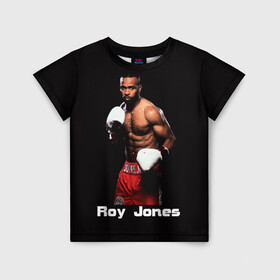 Детская футболка 3D с принтом Roy Jones в Новосибирске, 100% гипоаллергенный полиэфир | прямой крой, круглый вырез горловины, длина до линии бедер, чуть спущенное плечо, ткань немного тянется | boxer | boxing | great boxer | roy jones | roy jones lettering | roy jones print | бокс | боксер | великий боксер | надпись roy jones | принт roy jones | рой джонс