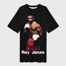 Платье-футболка 3D с принтом Roy Jones в Новосибирске,  |  | boxer | boxing | great boxer | roy jones | roy jones lettering | roy jones print | бокс | боксер | великий боксер | надпись roy jones | принт roy jones | рой джонс
