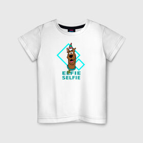 Детская футболка хлопок с принтом Elfie - Selfie в Новосибирске, 100% хлопок | круглый вырез горловины, полуприлегающий силуэт, длина до линии бедер | 005850 | scooby doo | shaggy | vdkotan | велма | дафна | скуби | скуби ду | шэгги