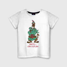 Детская футболка хлопок с принтом Santa, I can explain в Новосибирске, 100% хлопок | круглый вырез горловины, полуприлегающий силуэт, длина до линии бедер | 005850 | scooby doo | shaggy | vdkotan | велма | дафна | скуби | скуби ду | шэгги