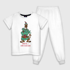 Детская пижама хлопок с принтом Santa, I can explain в Новосибирске, 100% хлопок |  брюки и футболка прямого кроя, без карманов, на брюках мягкая резинка на поясе и по низу штанин
 | 005850 | scooby doo | shaggy | vdkotan | велма | дафна | скуби | скуби ду | шэгги