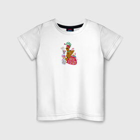 Детская футболка хлопок с принтом Rappy Rolidays в Новосибирске, 100% хлопок | круглый вырез горловины, полуприлегающий силуэт, длина до линии бедер | 005850 | scooby doo | shaggy | vdkotan | велма | дафна | скуби | скуби ду | шэгги