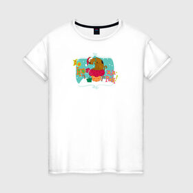 Женская футболка хлопок с принтом Ho-Ho! в Новосибирске, 100% хлопок | прямой крой, круглый вырез горловины, длина до линии бедер, слегка спущенное плечо | 005850 | scooby doo | shaggy | vdkotan | велма | дафна | скуби | скуби ду | шэгги