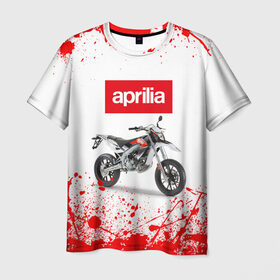 Мужская футболка 3D с принтом Aprilia (Z) в Новосибирске, 100% полиэфир | прямой крой, круглый вырез горловины, длина до линии бедер | aprilia | aprilia racing | bike | moto | motocycle | sportmotorcycle | априлия | мото | мотоспорт