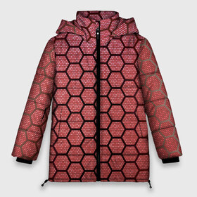Женская зимняя куртка 3D с принтом Соты в Новосибирске, верх — 100% полиэстер; подкладка — 100% полиэстер; утеплитель — 100% полиэстер | длина ниже бедра, силуэт Оверсайз. Есть воротник-стойка, отстегивающийся капюшон и ветрозащитная планка. 

Боковые карманы с листочкой на кнопках и внутренний карман на молнии | красный | паутина | паутинка | соты