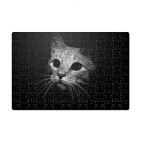 Пазл магнитный 126 элементов с принтом Чёрный кот в Новосибирске, полимерный материал с магнитным слоем | 126 деталей, размер изделия —  180*270 мм | Тематика изображения на принте: животное | кот | кошка | тёмный рисунок | чёрный фон